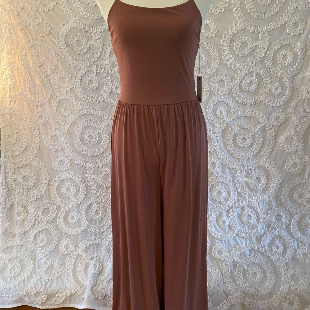 Dex Orange Color Strappy Knit Jumpsuit